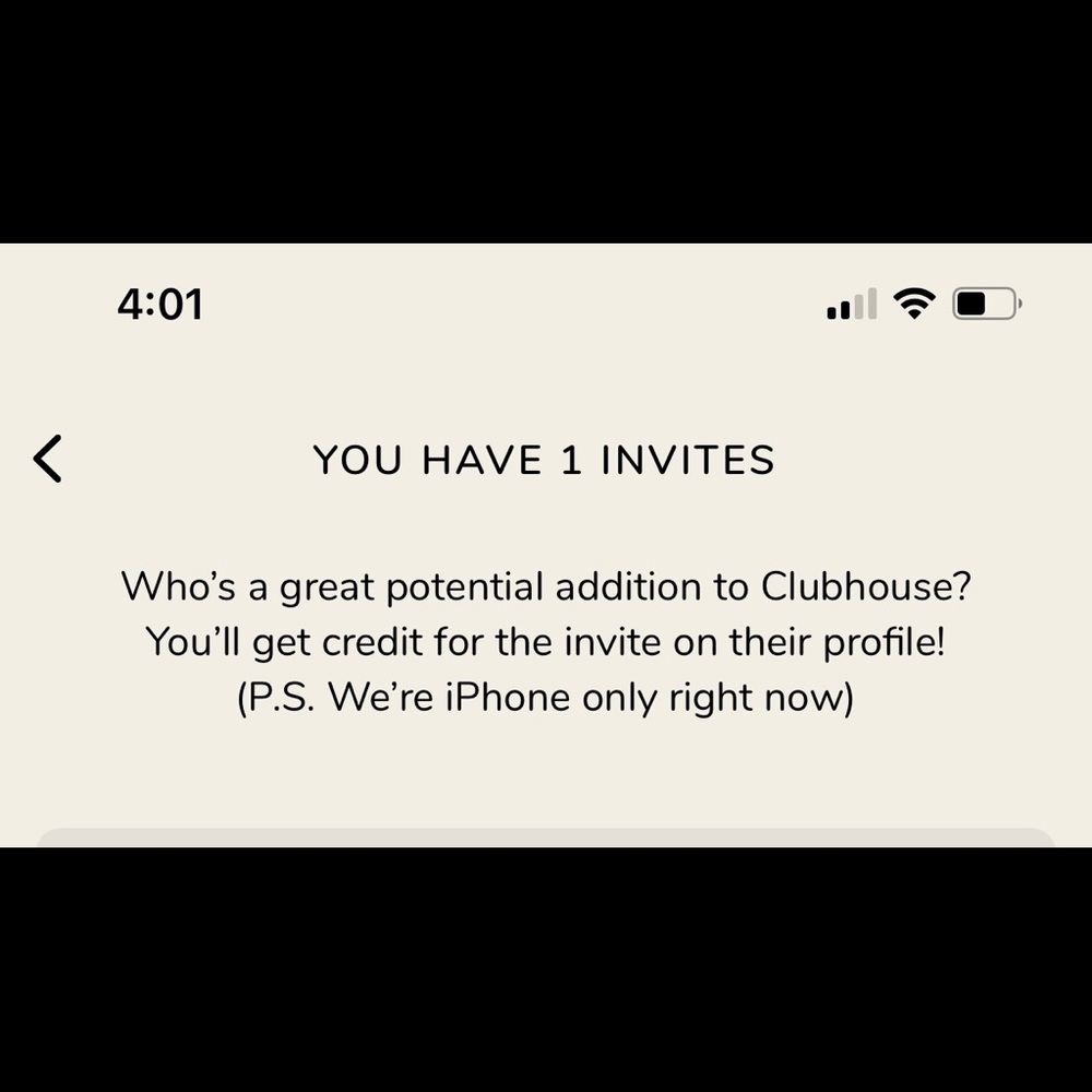 Clubhouse invites 3 left